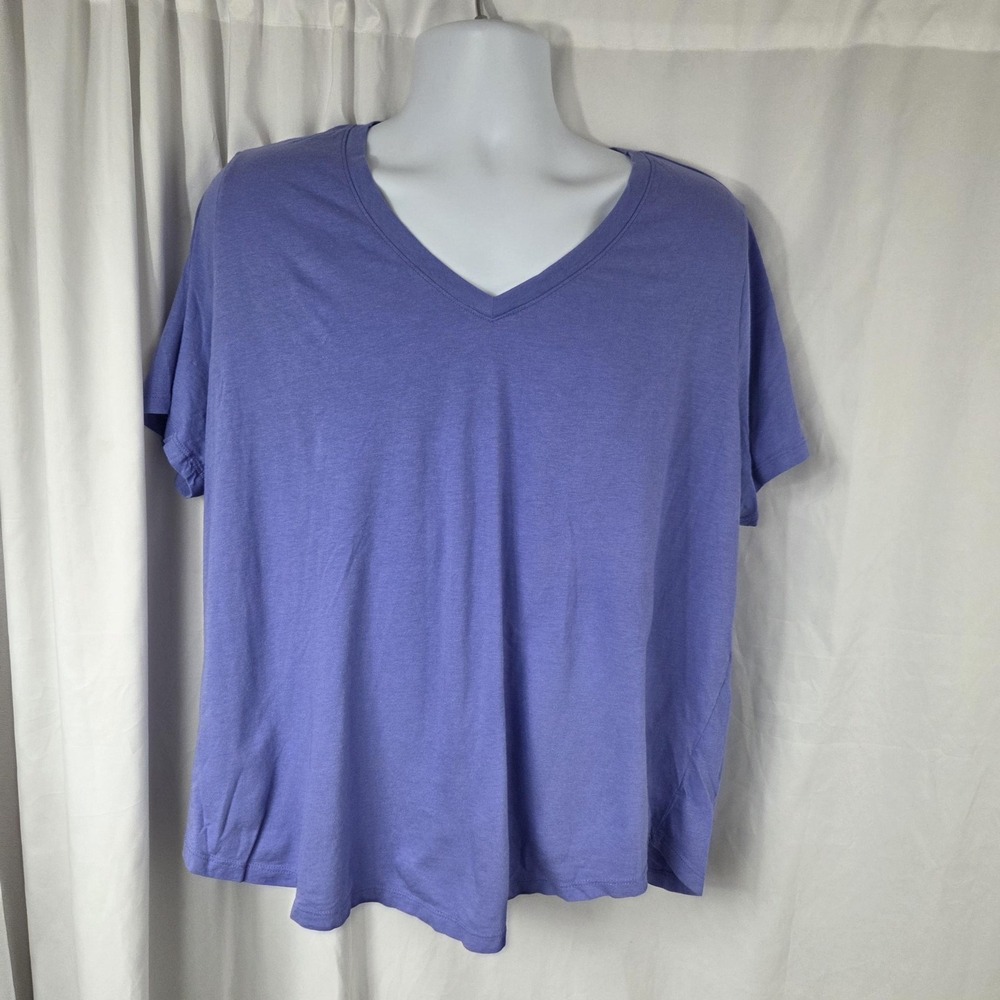 Terra & Sky Shirt Womens Plus 2X Purple V Neck Short Sleeve Jersey Tee Top